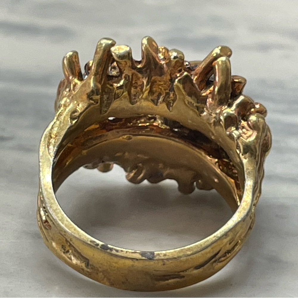 Vintage Sterling Silver Gold plated Nugget Cluster Statement Ring Size 7.75 - Picture 5 of 15